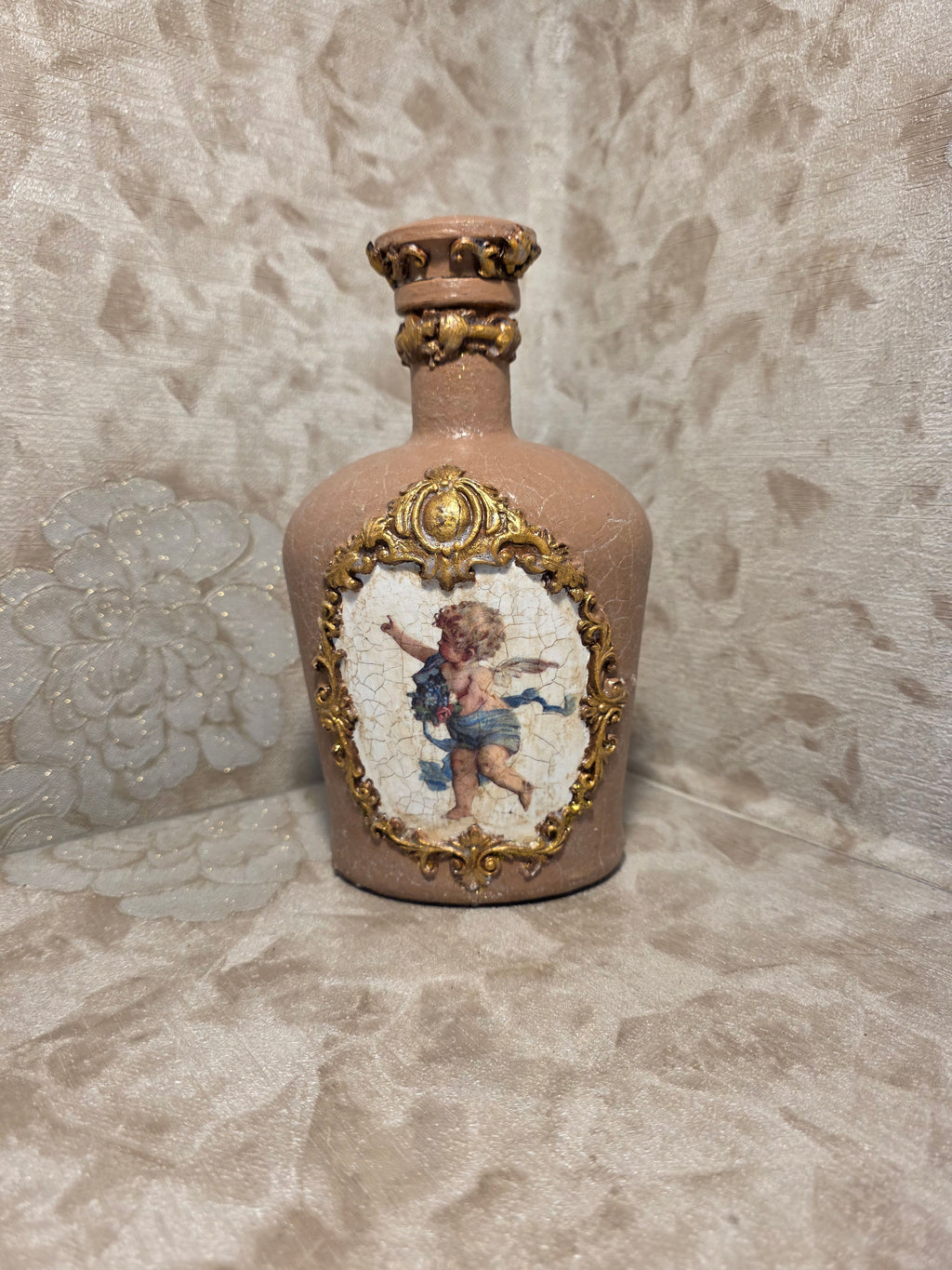 Decorated Bottle - Beige with Angels 3D Baroque 700ml (23.7oz) 23cm (9.1in)