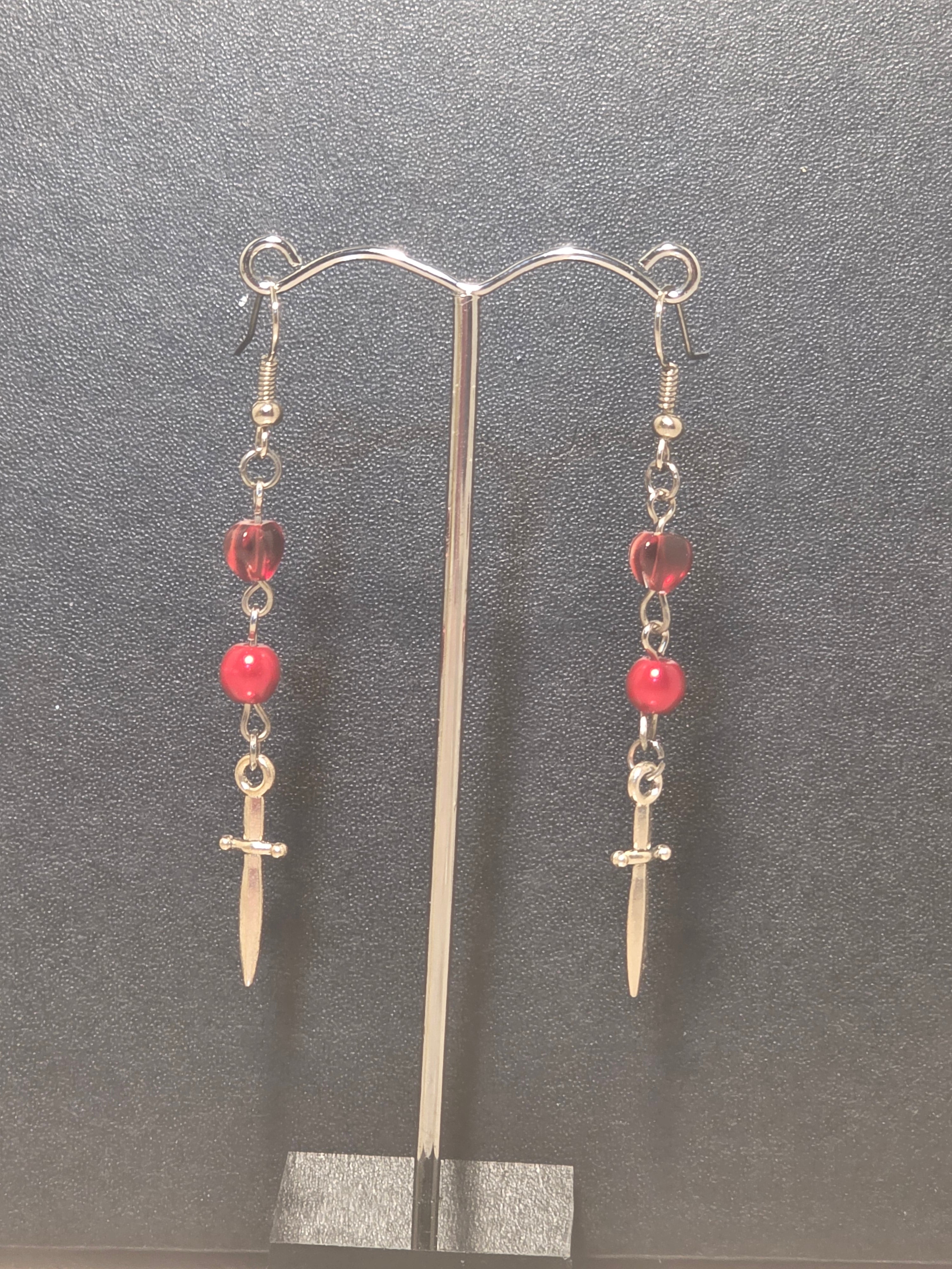 Red Dagger Earrings - Resident Evil Village Inspired Gothic Jewelry 7cm (2.8in)
