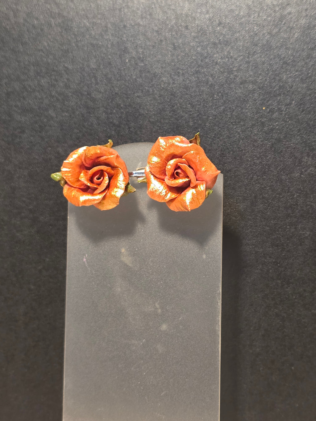 Bronze Rose Stud Earrings - Handmade Polymer Clay Mini Flowers 2.5cm (1in)