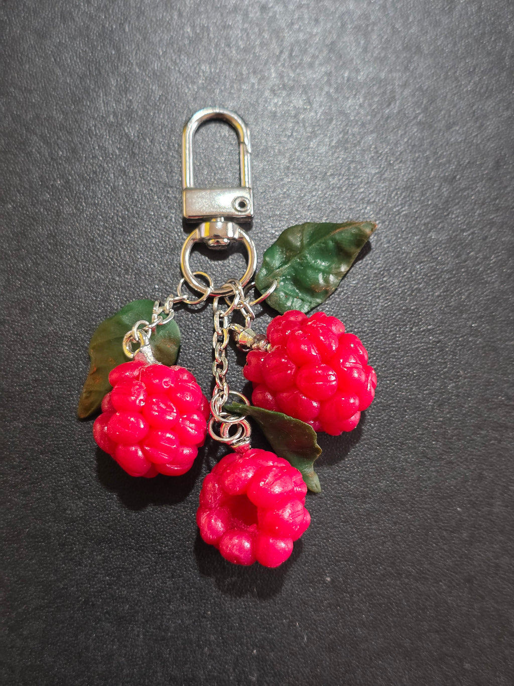 Raspberry Keychain Charm - Handmade Polymer Clay Bag Charm 8cm (3.1in)