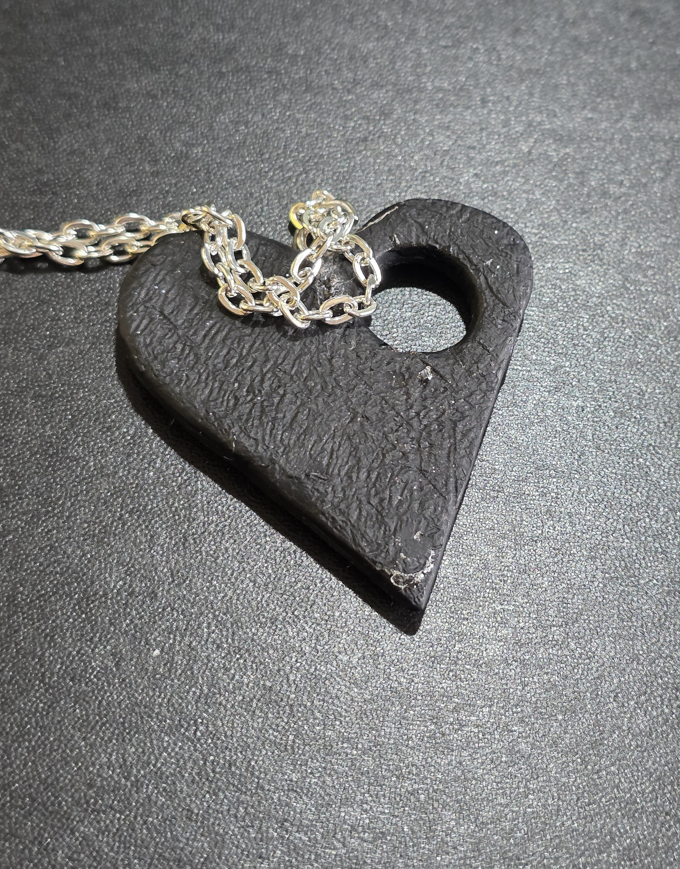 Heart Pendant Necklace - Handmade Polymer Clay Resin Sealed 45cm (17.7in)