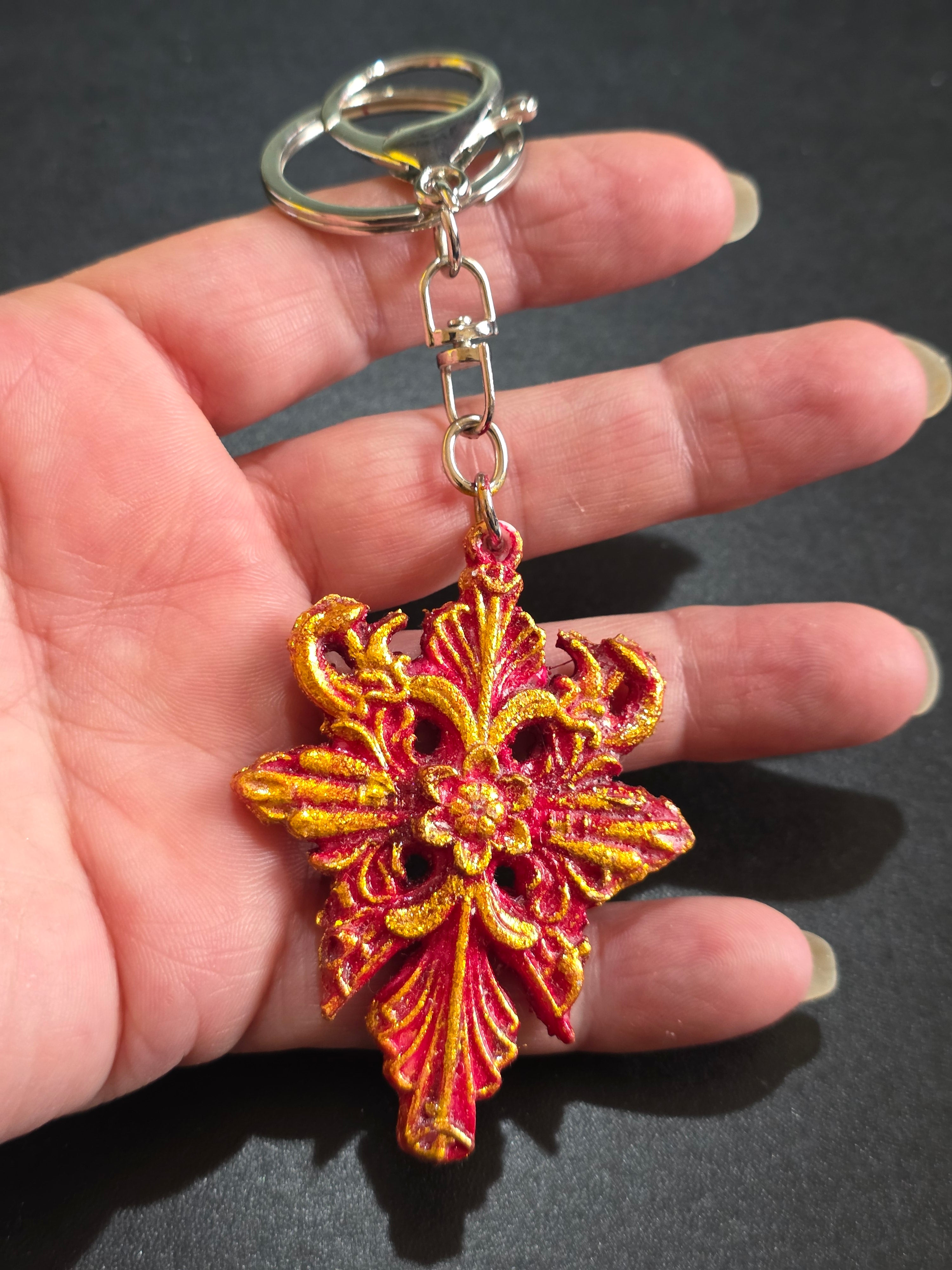 Gothic Cross Keychain - Handmade Baroque Symbol 6.5cm (2.6in)