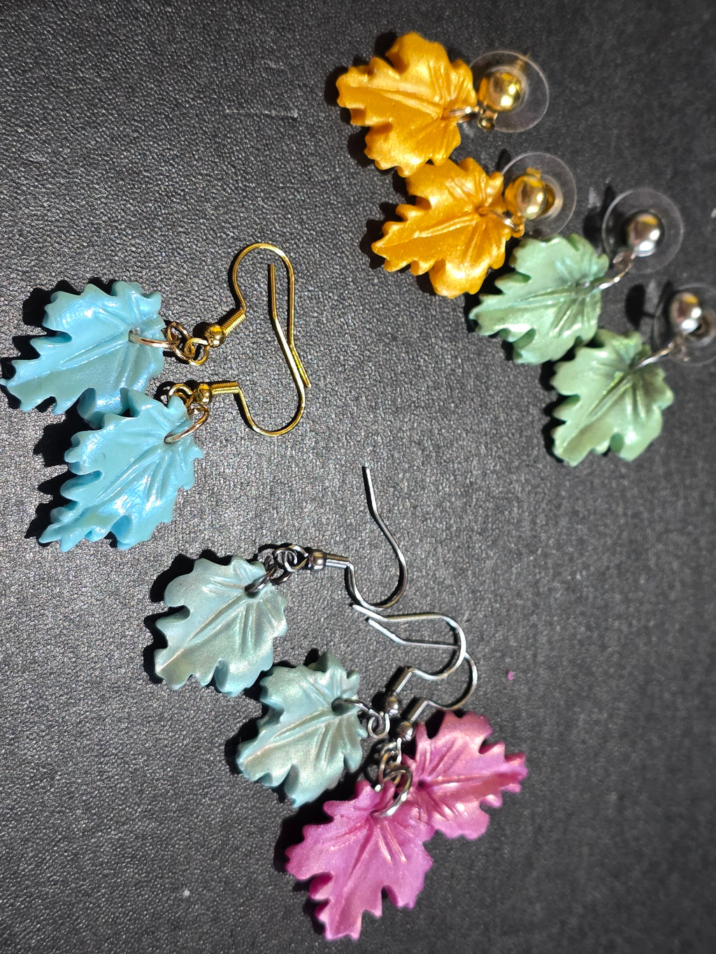 Polymer Clay Leaf Earrings - Handmade Nature-Inspired Jewelry 3cm (1.2in)