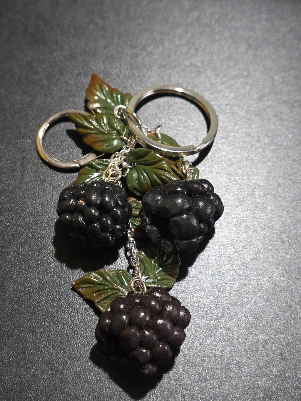 Blackberry Keychain Charm - Handmade Polymer Clay Bag Charm 11cm (4.3in)