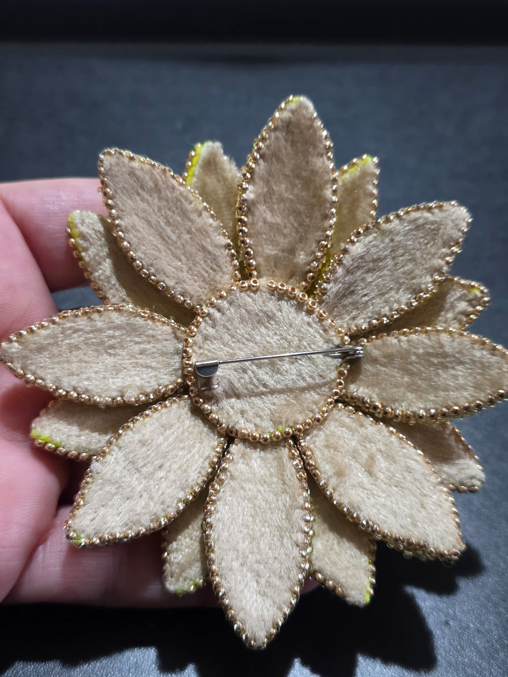 Sunflower Brooch Pin - Handmade Beaded Statement Jewelry 10cm (3.9in)