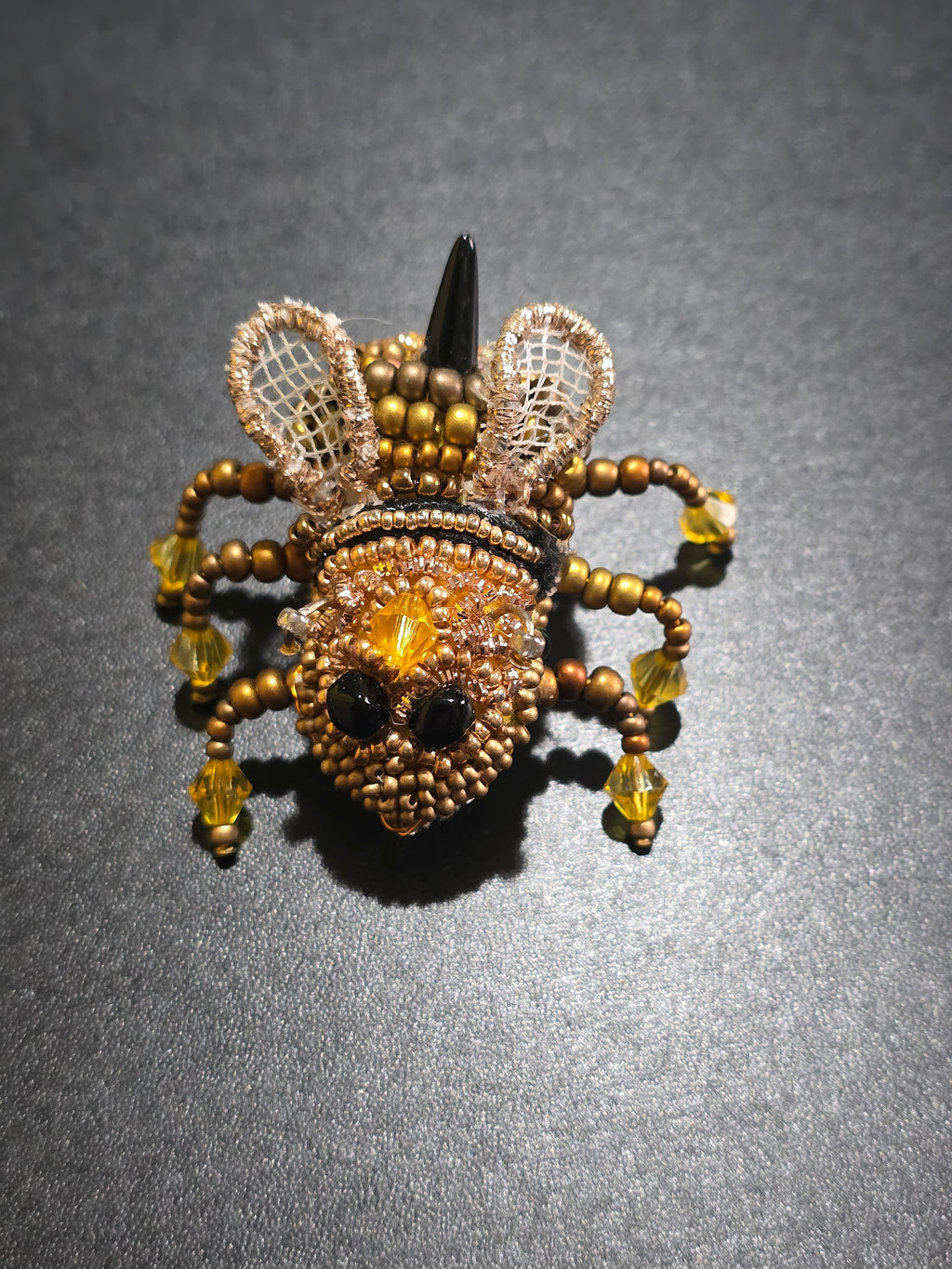 Beaded Bee Brooch Pin - Handmade with Movable Legs 5.5cm (2.2in)