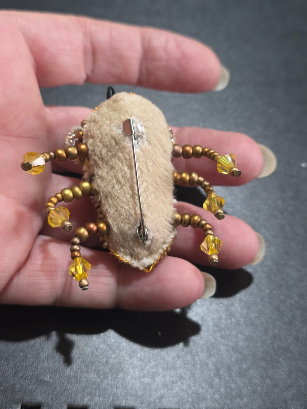 Beaded Bee Brooch Pin - Handmade with Movable Legs 5.5cm (2.2in)