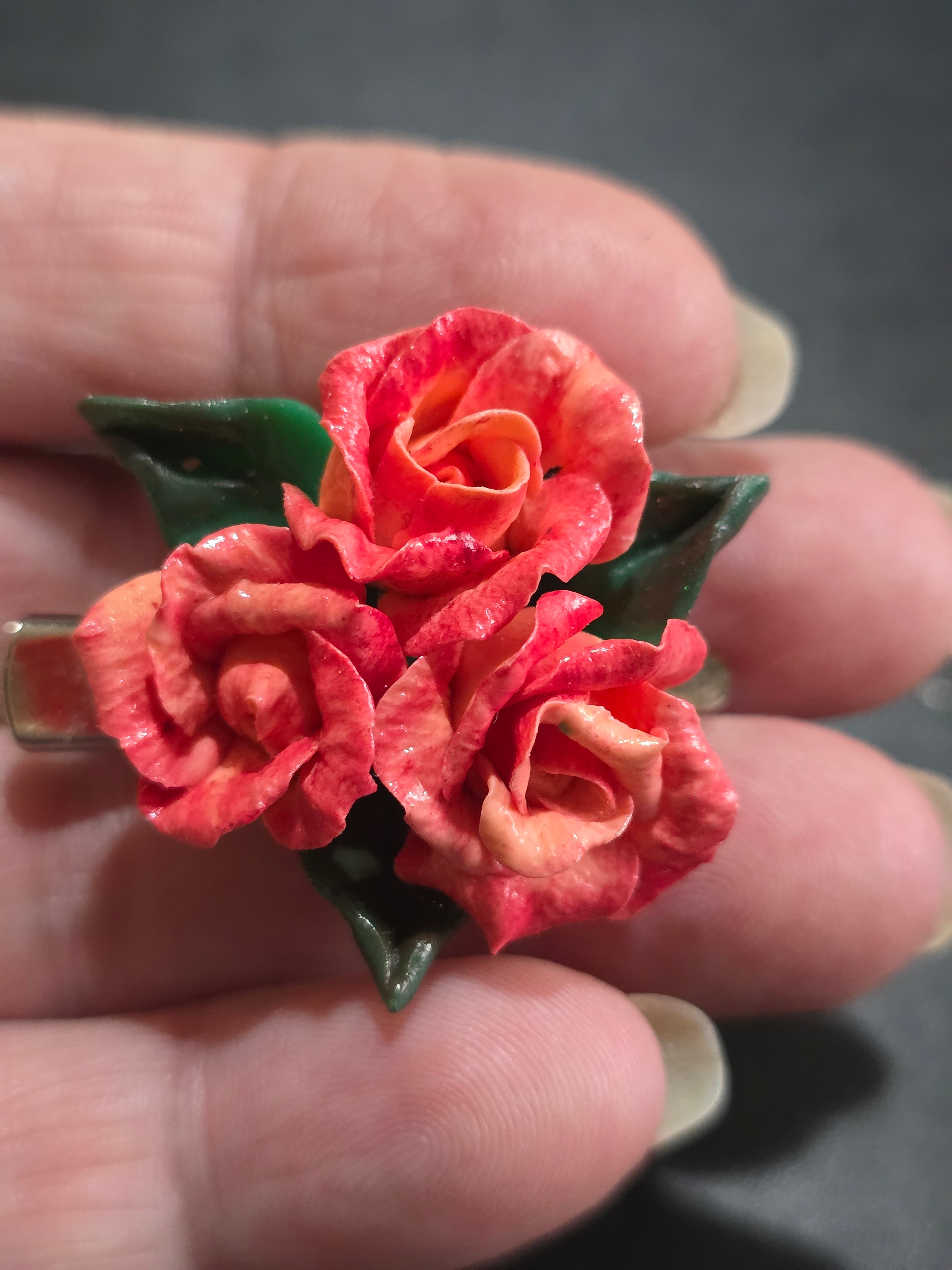 Rose Brooch & Hair Clip 2-in-1 - Handmade Polymer Clay Custom Colors 4cm (1.6in)