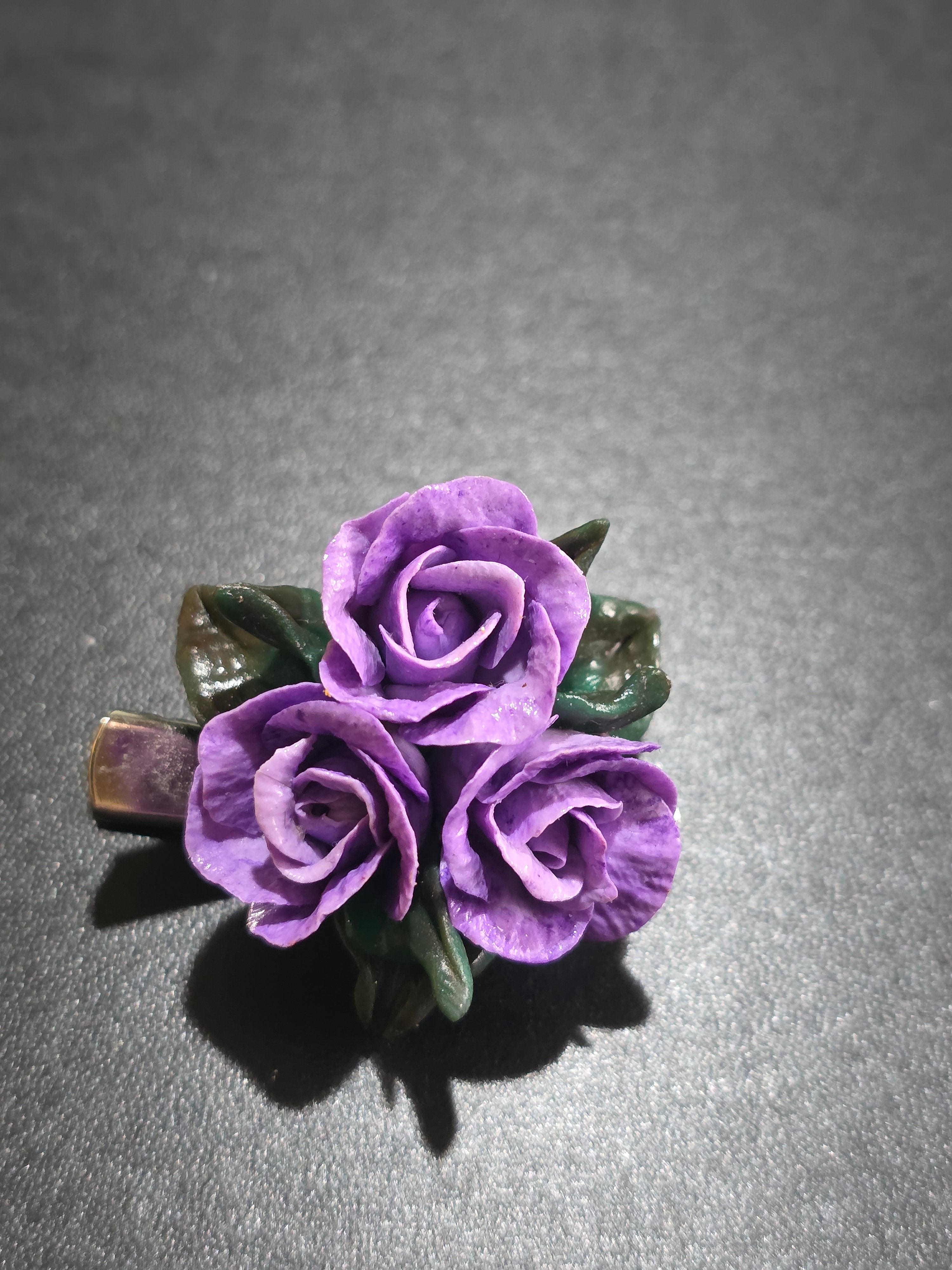 Rose Brooch & Hair Clip 2-in-1 - Handmade Polymer Clay Custom Colors 4cm (1.6in)