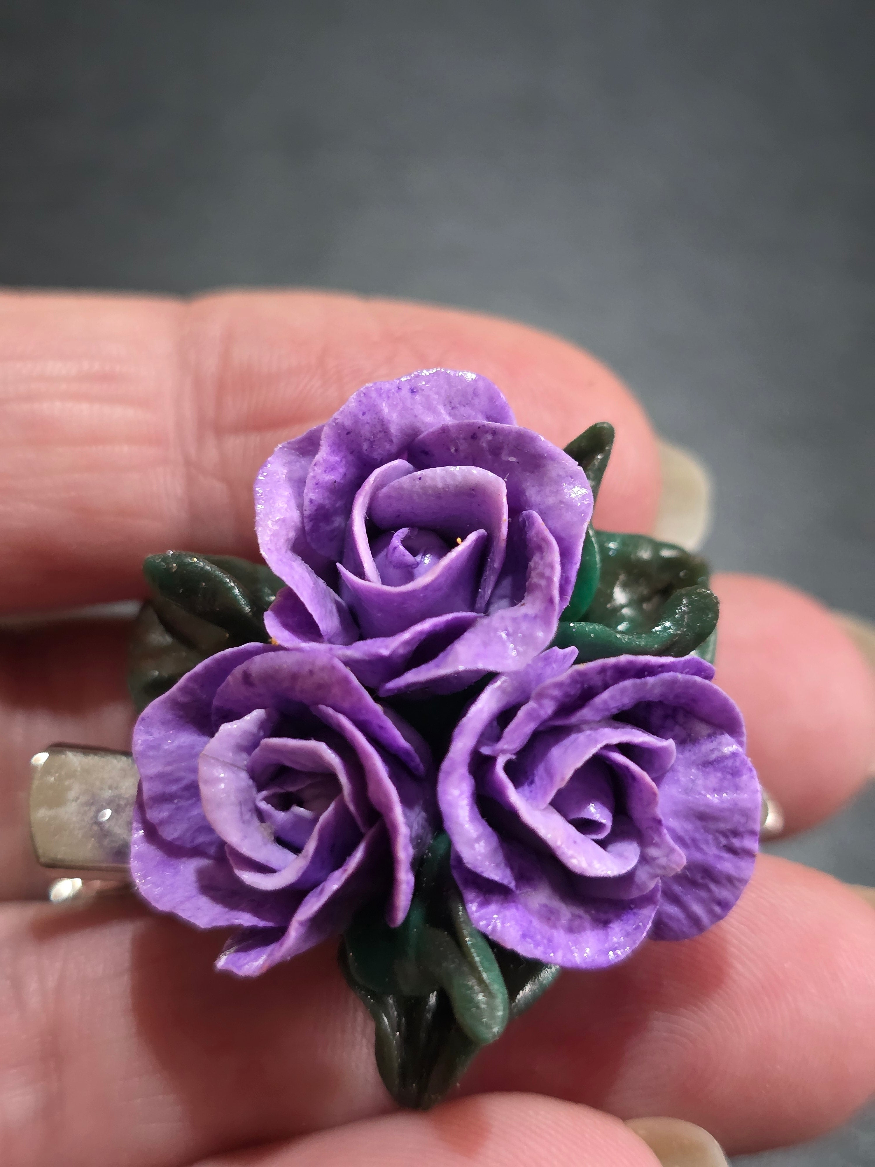 Rose Brooch & Hair Clip 2-in-1 - Handmade Polymer Clay Custom Colors 4cm (1.6in)