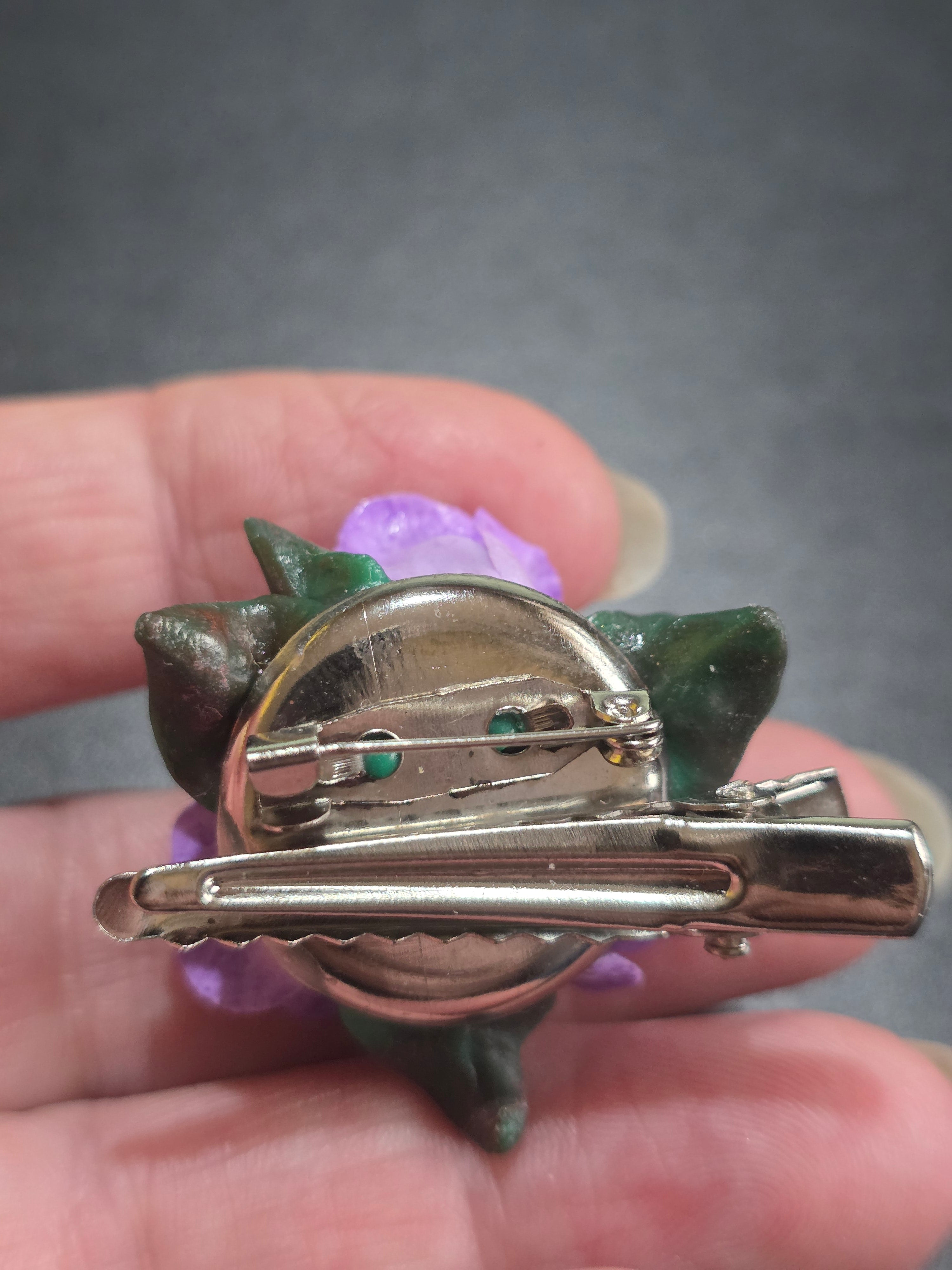 Rose Brooch & Hair Clip 2-in-1 - Handmade Polymer Clay Custom Colors 4cm (1.6in)