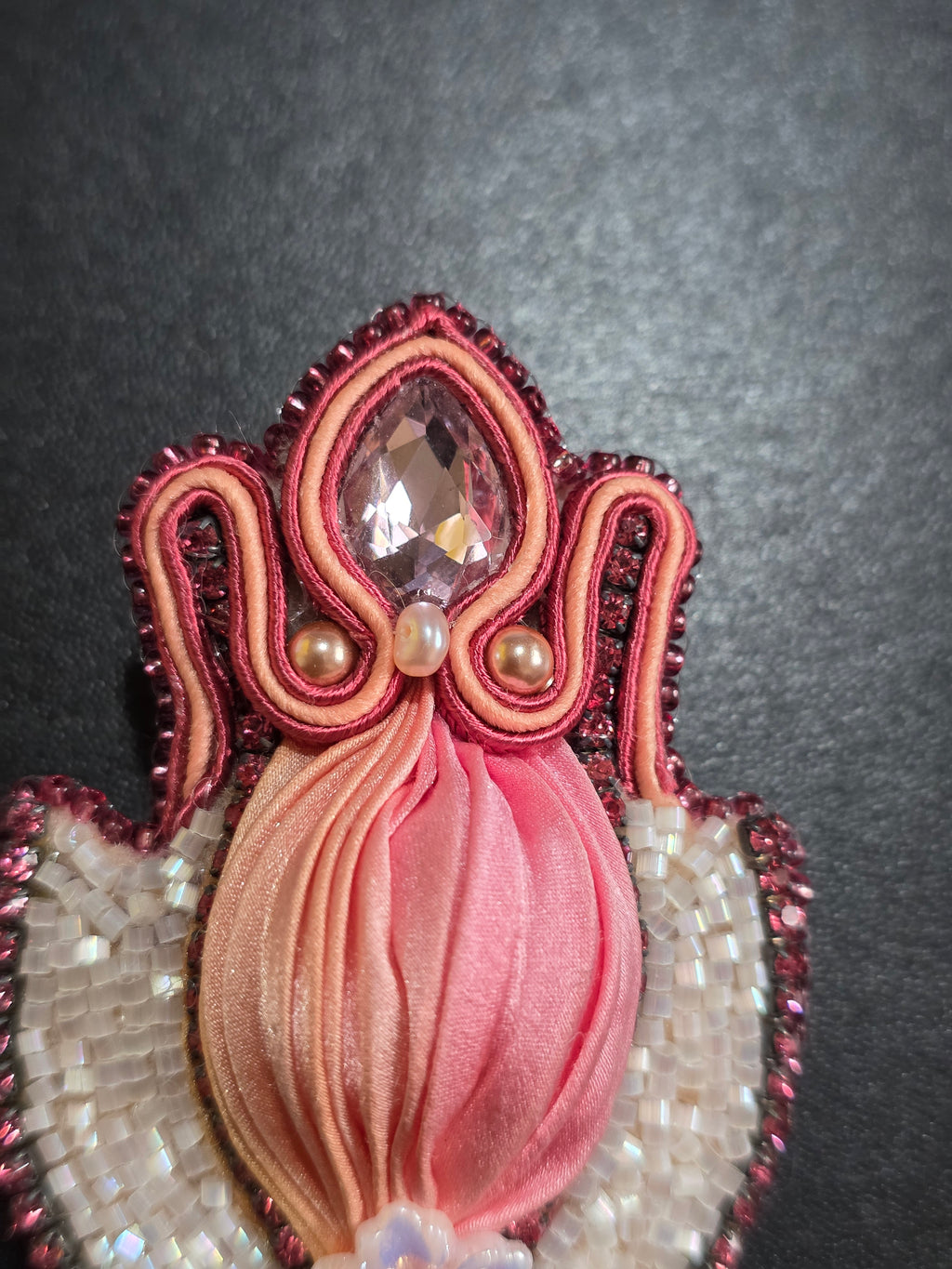 Lotus Shibori Earrings - Handcrafted with Natural Pearls & Swarovski Crystals