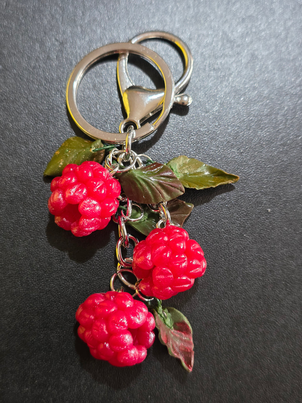 Handmade Polymer Clay Raspberry Keychain
