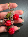 Handmade Polymer Clay Raspberry Keychain
