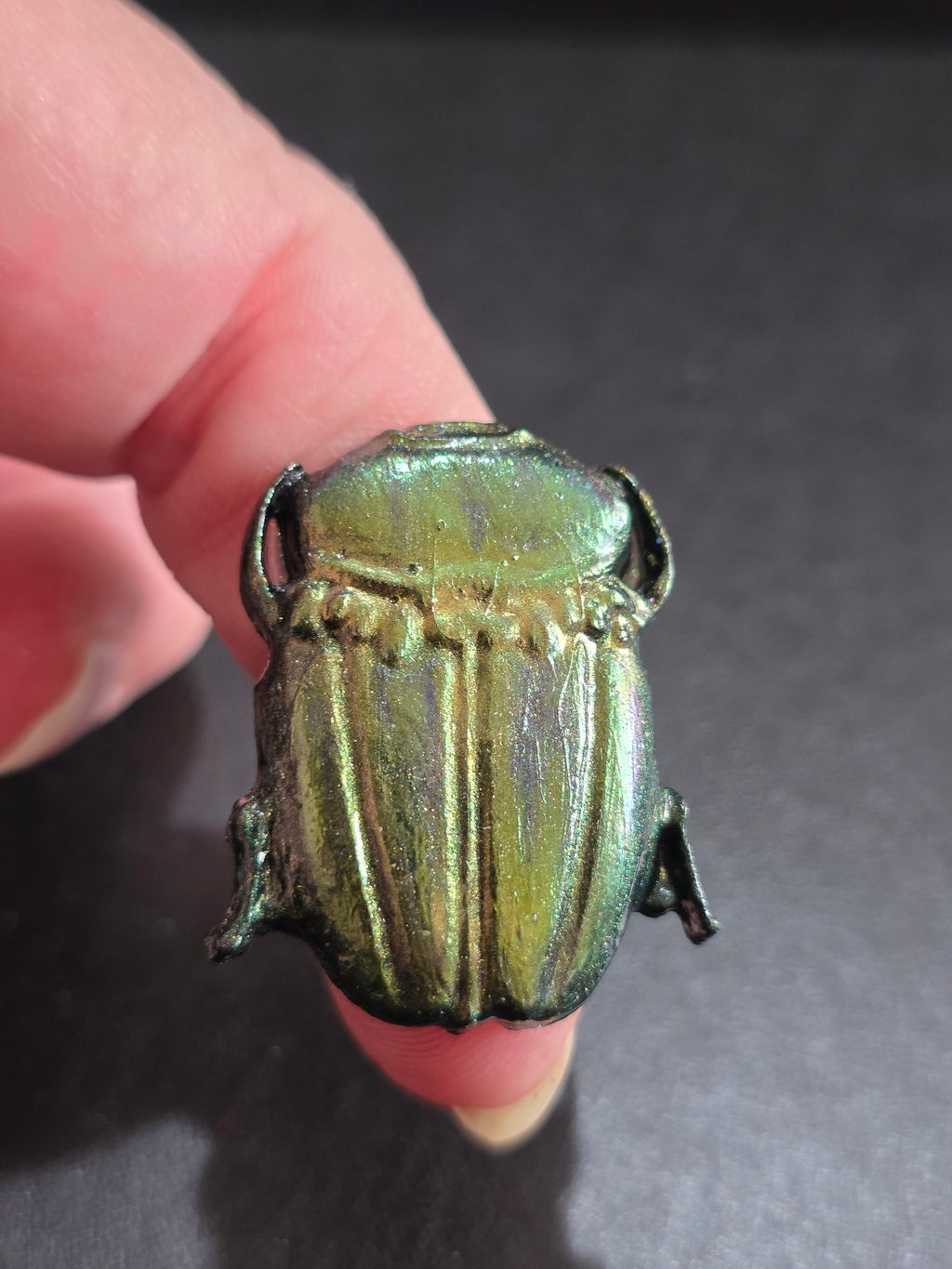 Gothic Scarab Beetle Ring - Handmade Resin Statement Ring