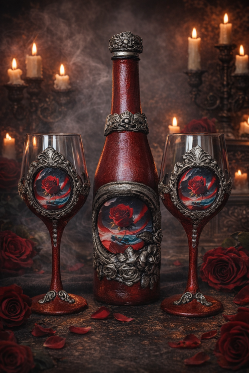 Dark Romance Wine Set - Bottle & 2 Glasses