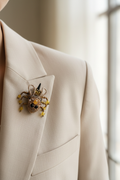 Beaded Bee Brooch on Clothing