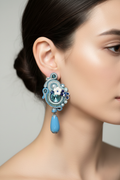 Blue Soutache Earrings on Ear