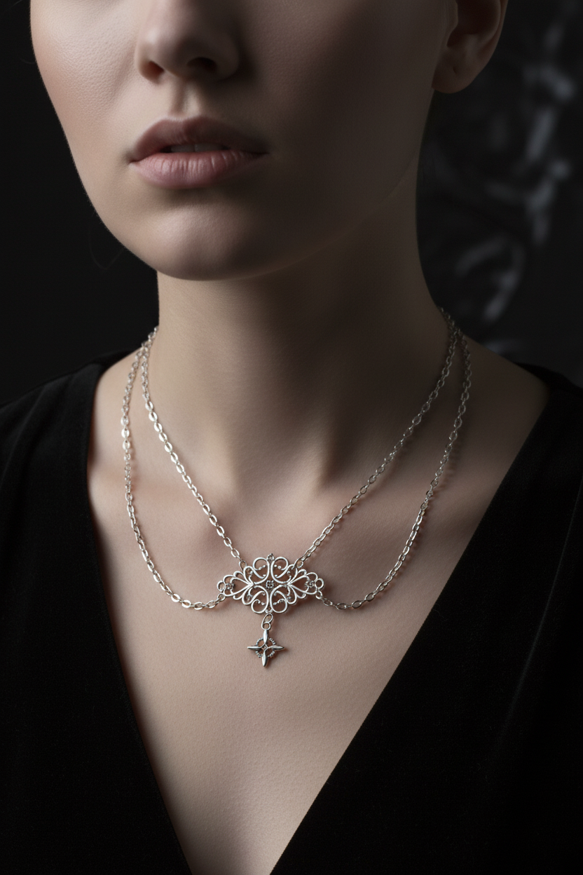 Gothic Choker with Star on Model
