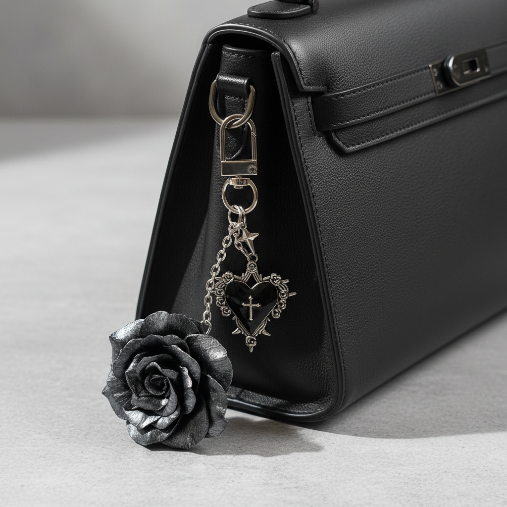 Gothic Rose Keychain on Bag