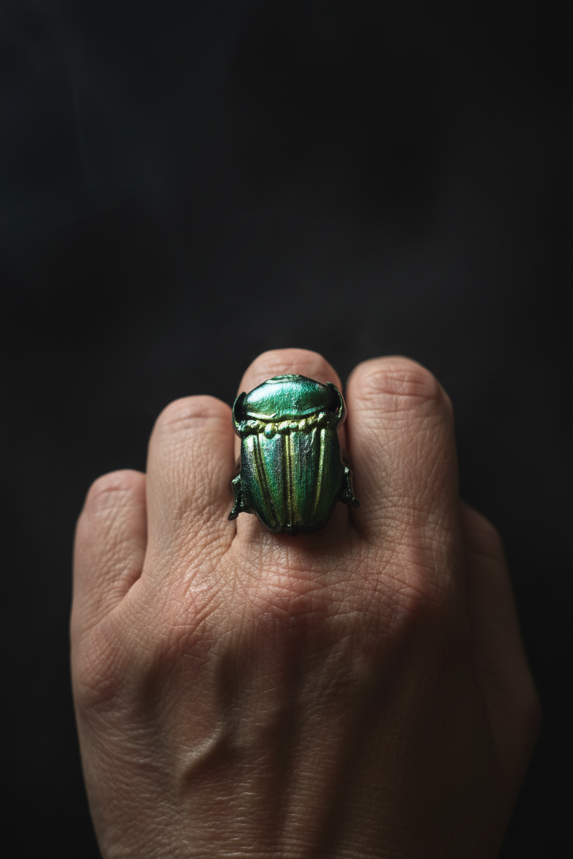Gothic Scarab Ring Centered