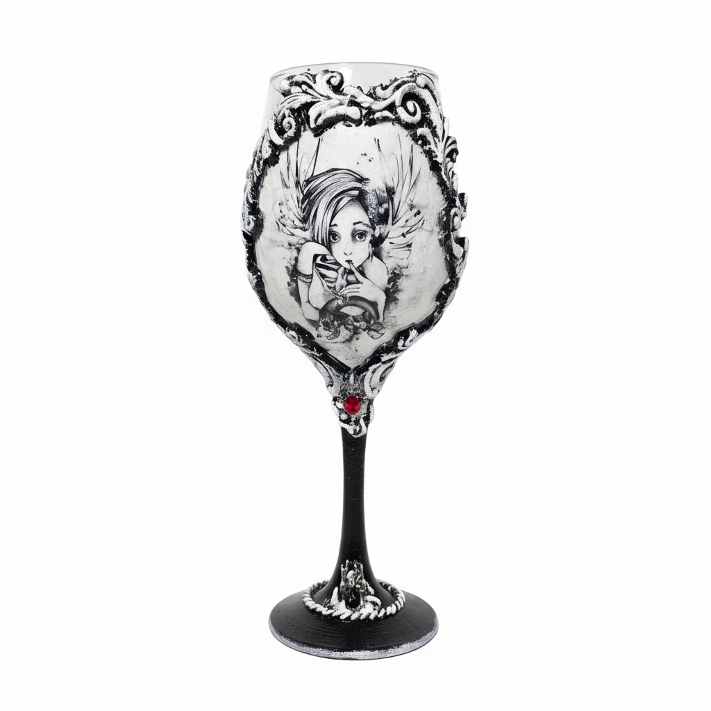 Gothic Wine Glass White Background