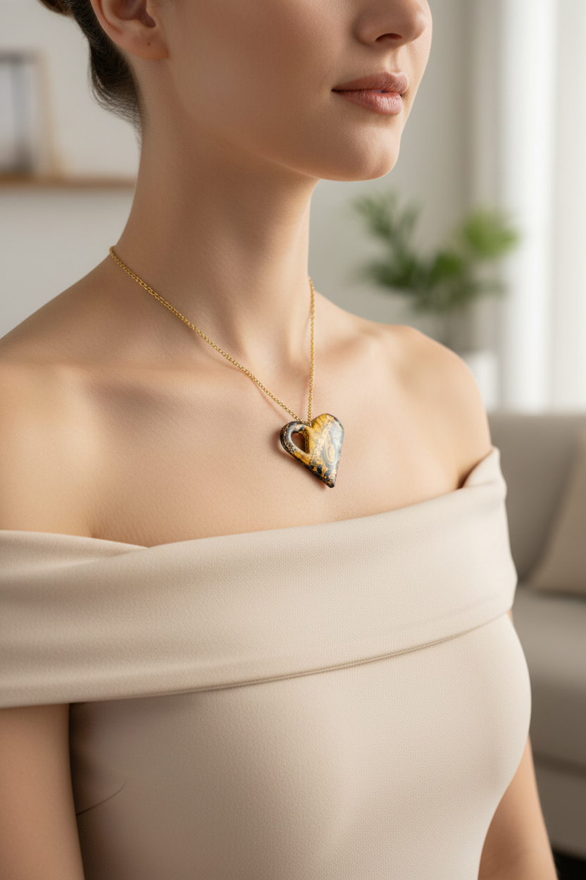 Heart necklace lifestyle photo