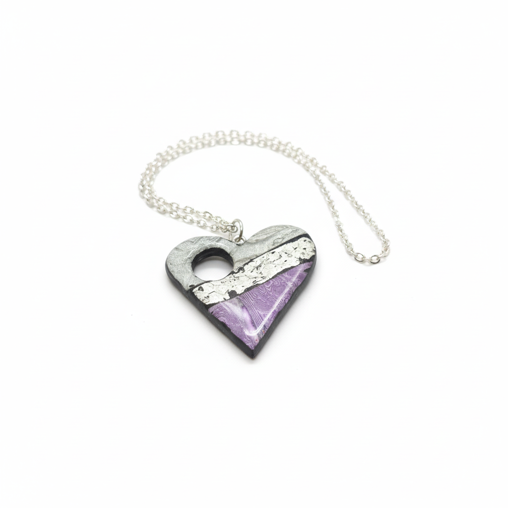 Heart pendant necklace white background