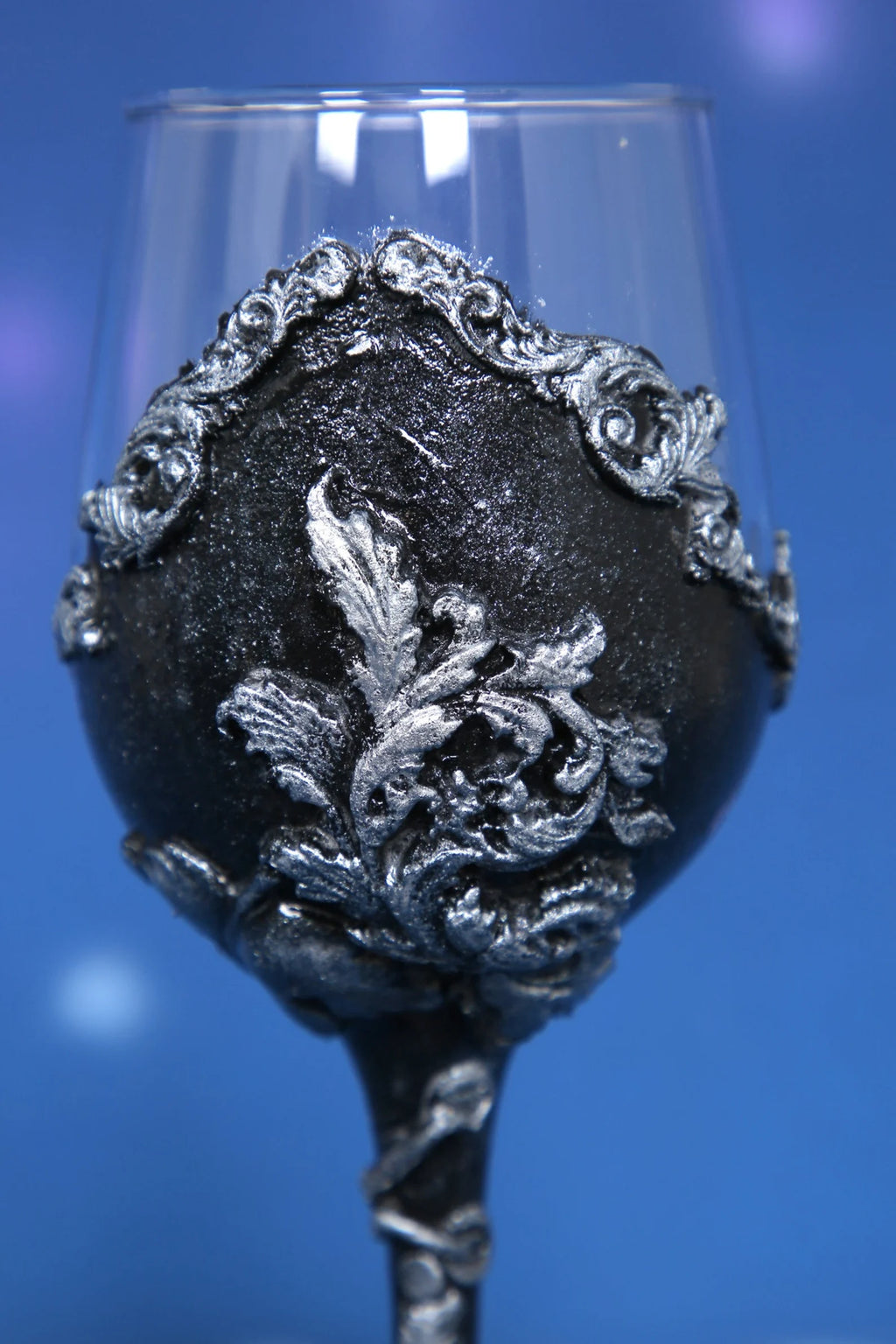 Gothic Wine Glasses Set - Hand-Decorated Air Dry Clay Baroque Design