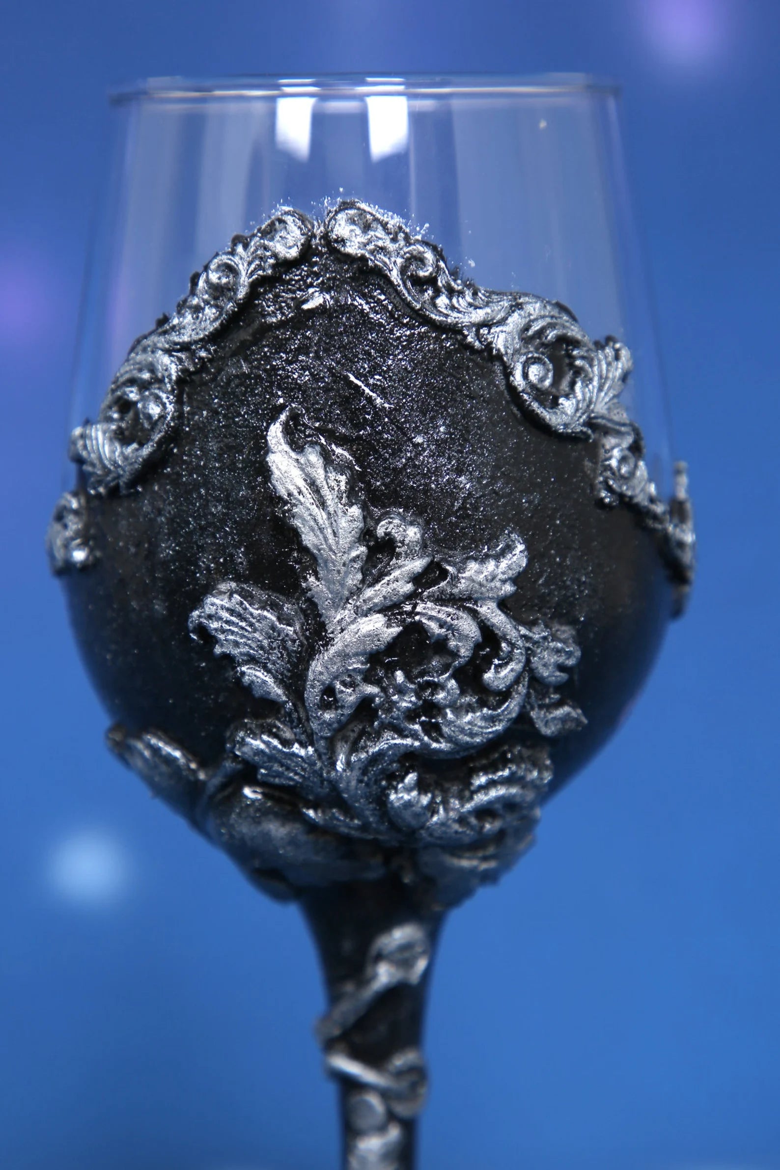 Gothic Wine Glasses Set - Hand-Decorated Air Dry Clay Baroque Design