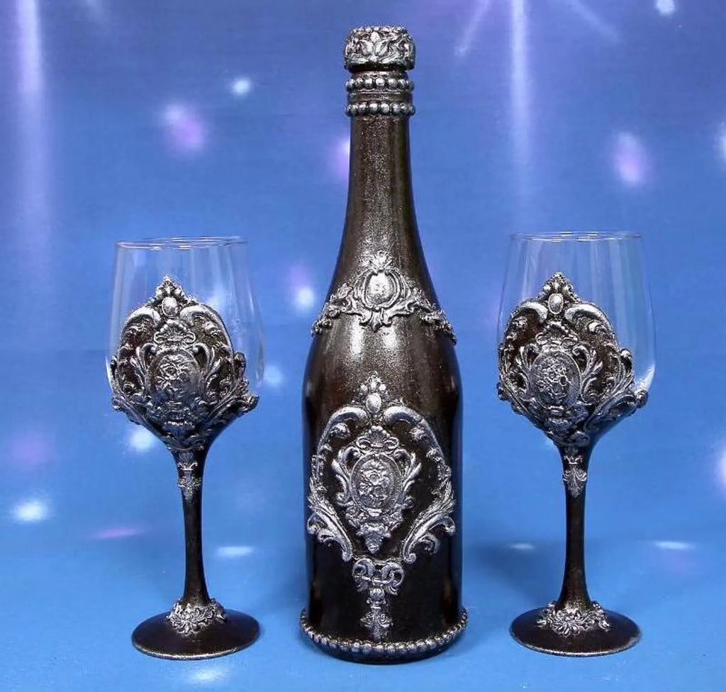 Luxury Wine Set - Black and Silver