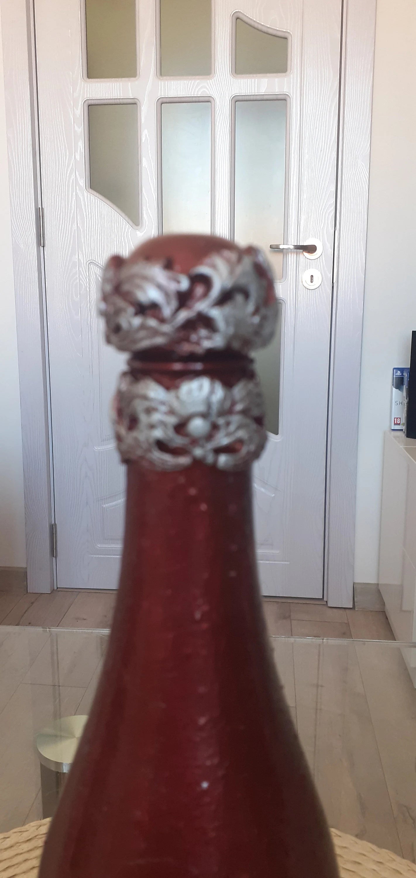 Hand-Painted Wine Bottle with Baroque Ornaments - Gothic Decorated Bottle 800ml