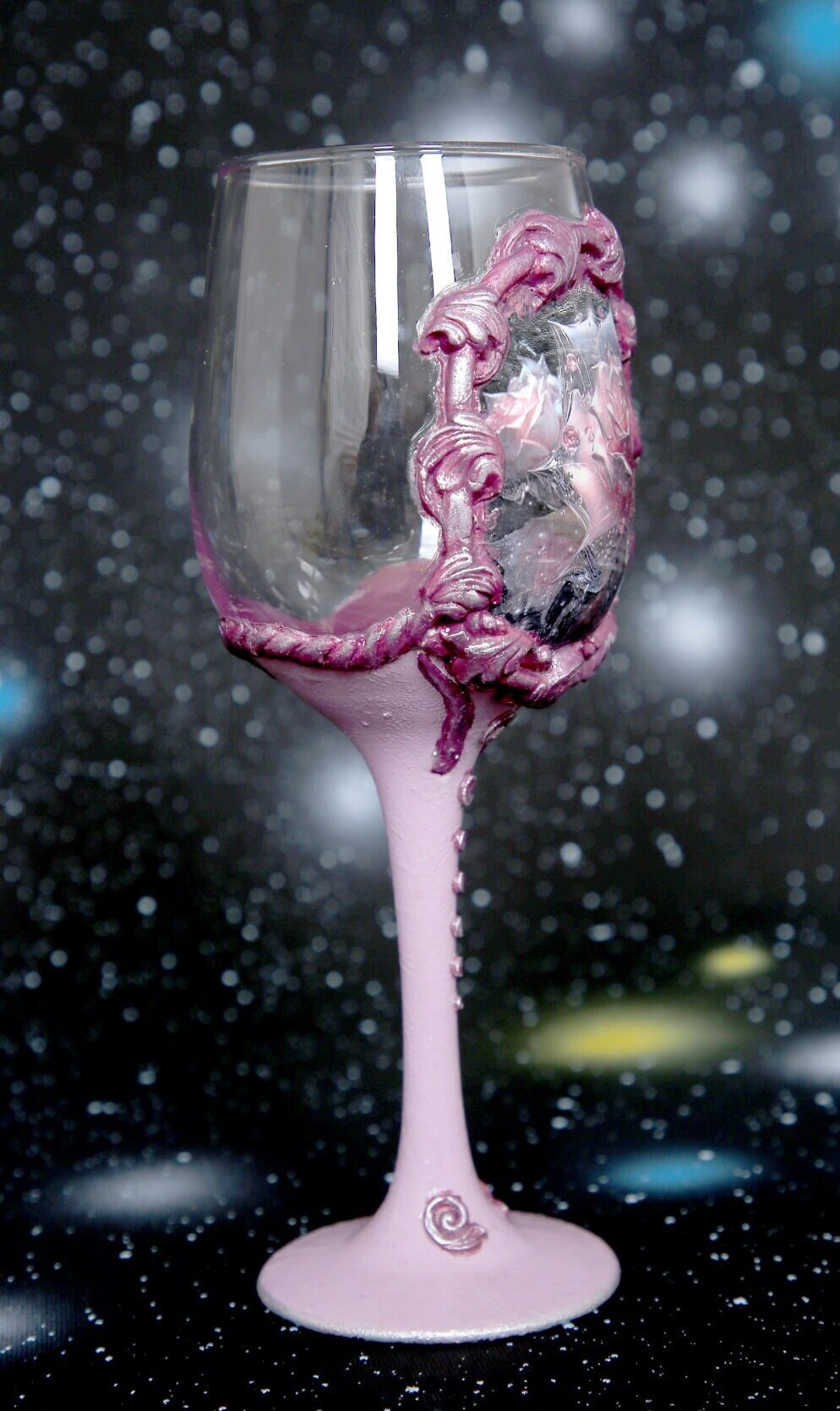 Luxury Wine Set - Romantic Roses in Pink-Purple Palette
