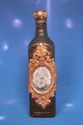 Decorated Bottle with Roses and Ornaments - Handmade