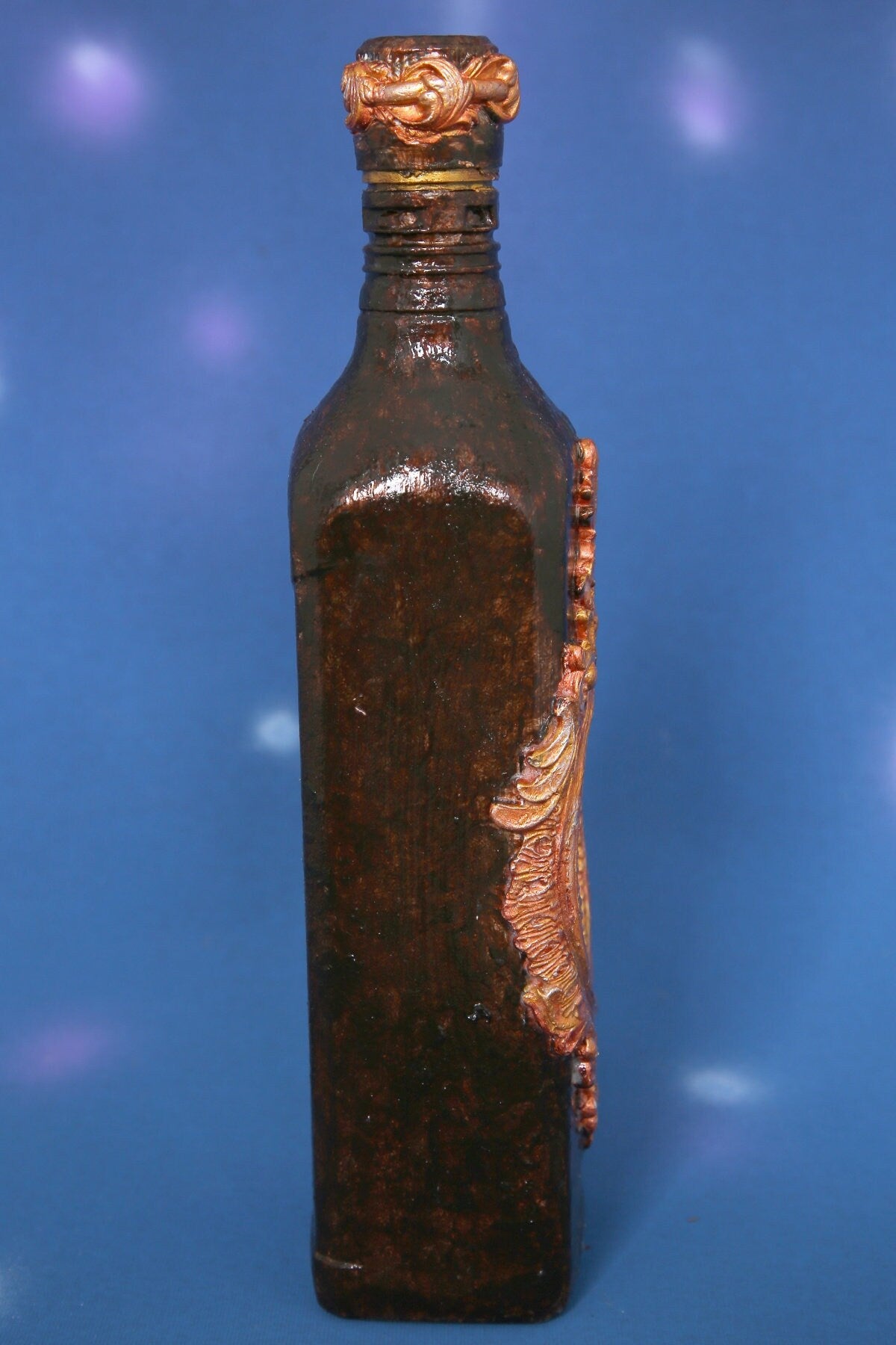 Decorated Bottle with Roses and Ornaments - Handmade
