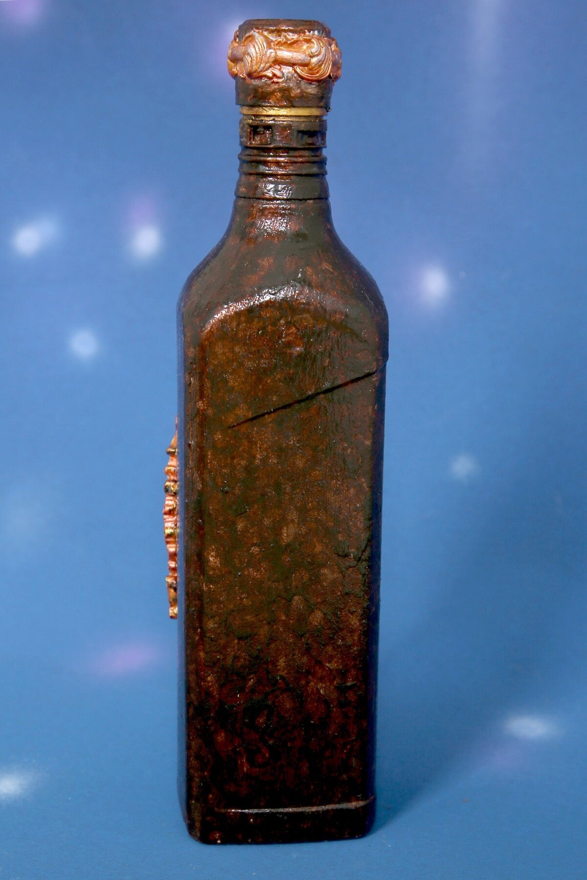 Decorated Bottle with Roses and Ornaments - Handmade