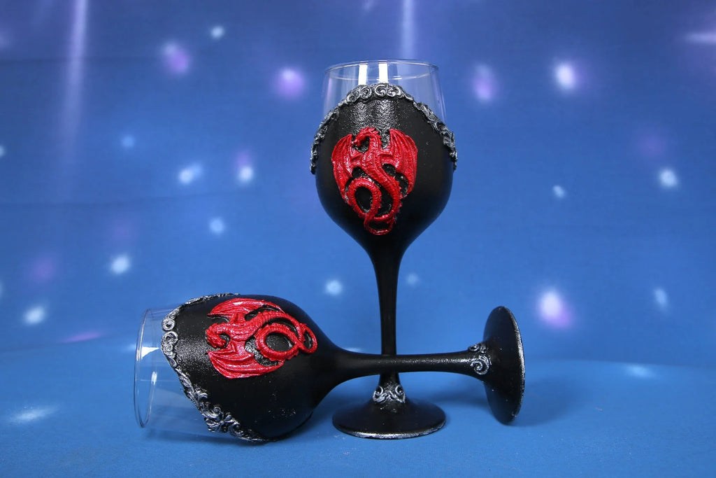 Gothic Dragon Wine Glasses - Set of 2