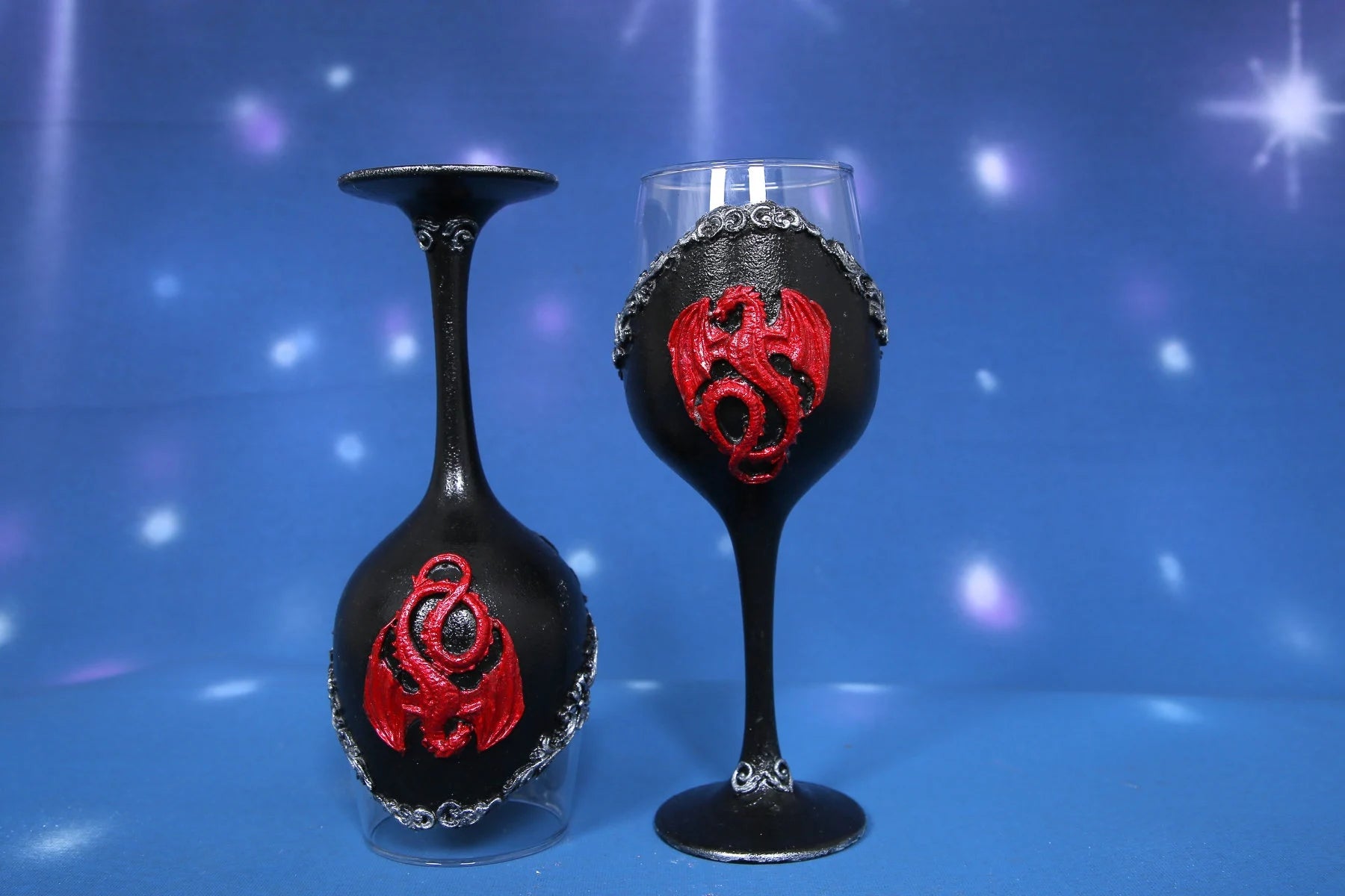 Gothic Dragon Wine Glasses - Set of 2