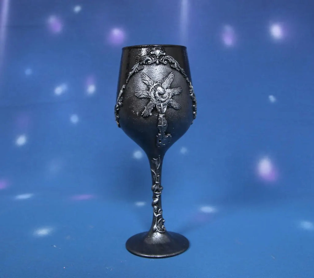 Gothic Horror Wine Glass - Handcrafted Gaming Decor with Baroque Ornaments
