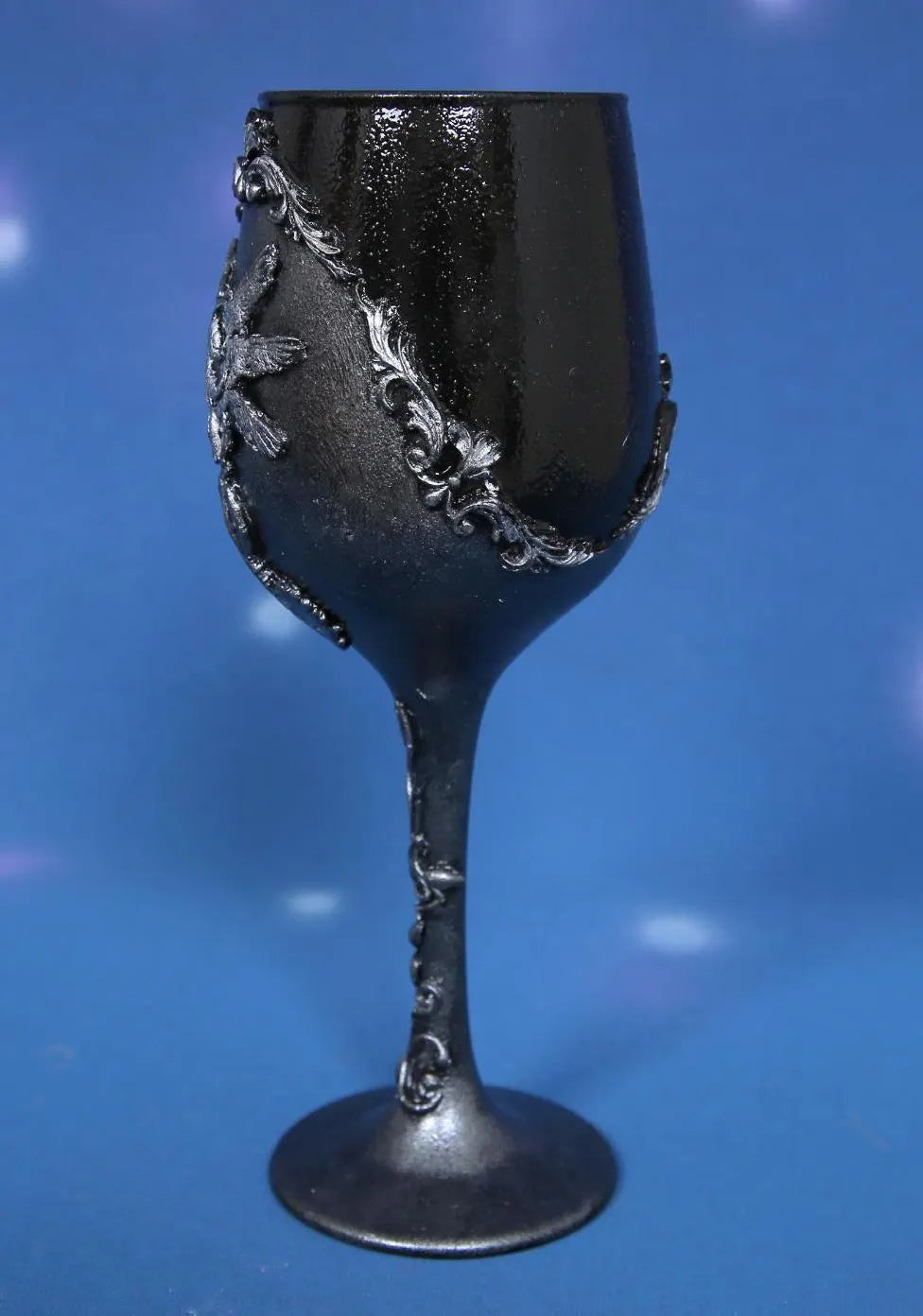 Gothic Horror Wine Glass - Handcrafted Gaming Decor with Baroque Ornaments