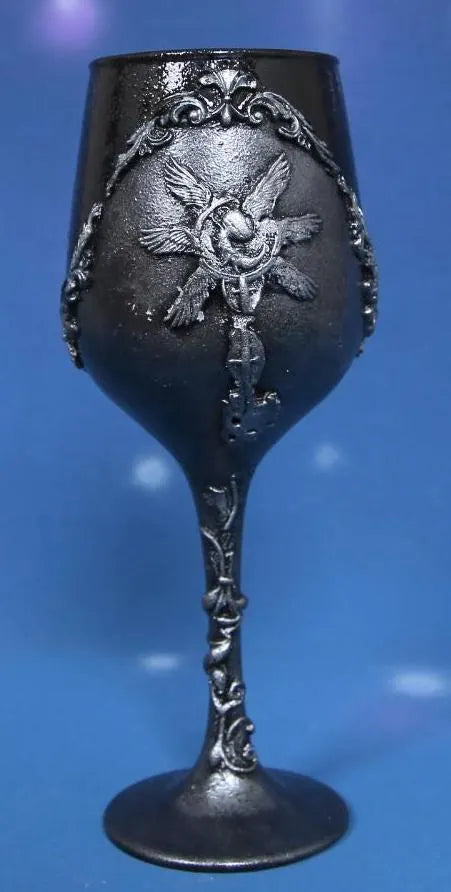 Gothic Horror Wine Glass - Handcrafted Gaming Decor with Baroque Ornaments