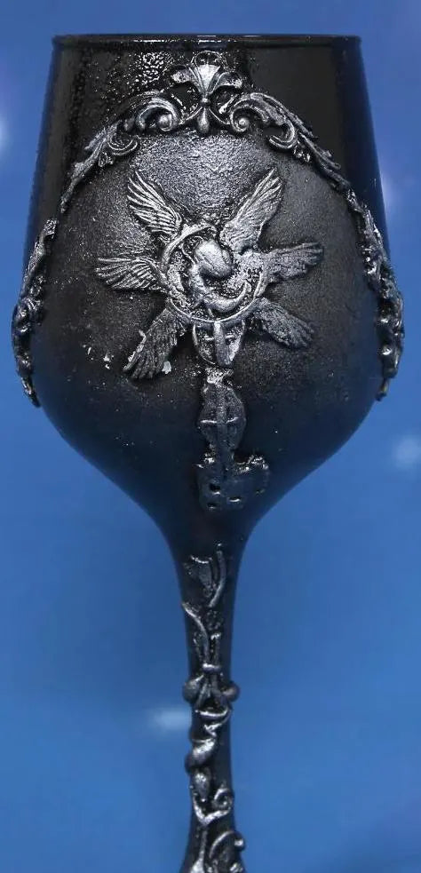 Gothic Horror Wine Glass - Handcrafted Gaming Decor with Baroque Ornaments