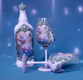 Luxury Wine Set - Roses in Blue-Purple Palette
