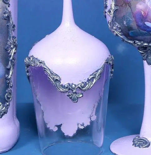 Luxury Wine Set - Roses in Blue-Purple Palette