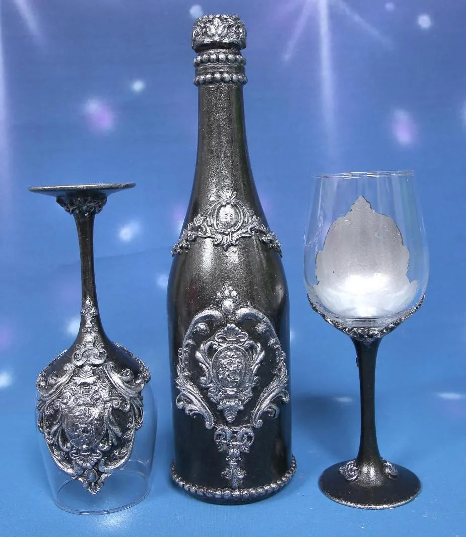 Luxury Wine Set - Black and Silver