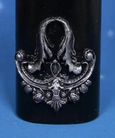 Gothic Baroque Decorated Bottle - Black & Silver Handcrafted Art