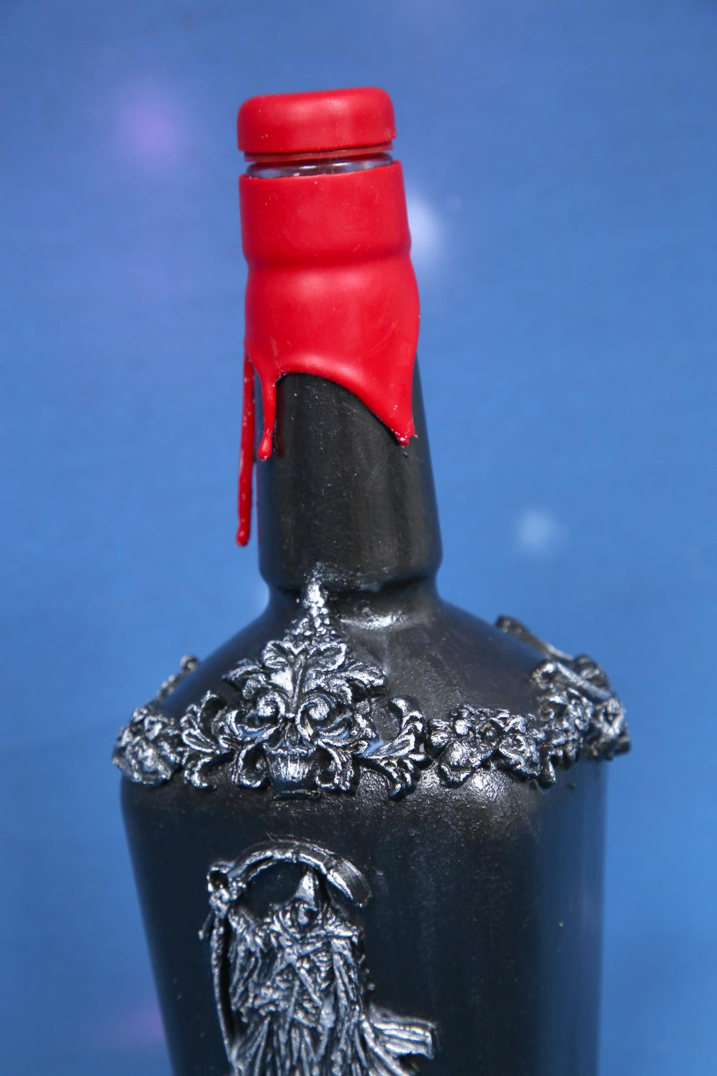 Gothic Decorated Bottle - Death & Dragon Black Silver 700ml