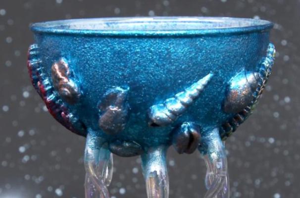 Ocean Theme Cocktail Glass - Handcrafted Blue Metallic