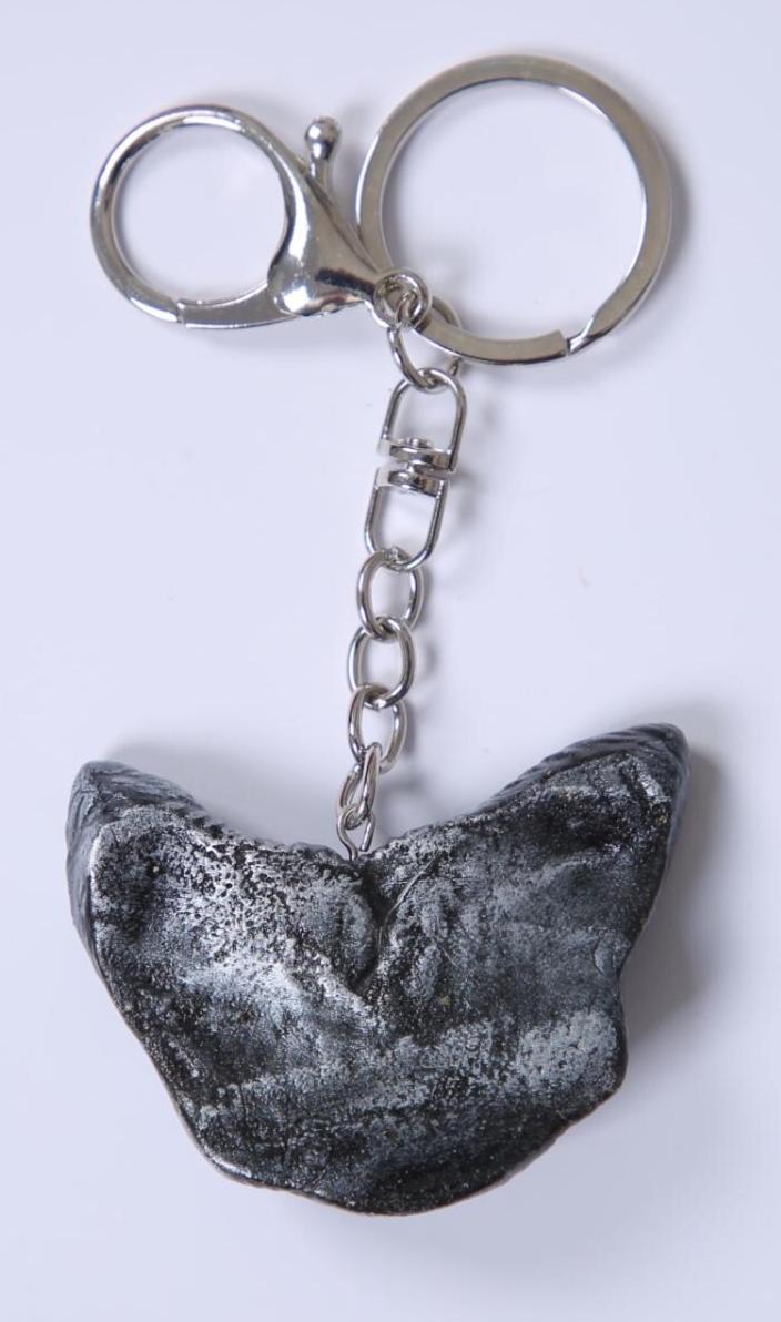 Three-Eyed Cat Keychain - Mystical Black & Silver Resin Charm