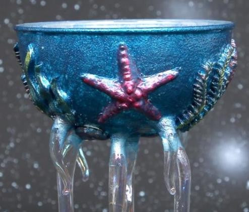 Ocean Theme Cocktail Glass - Handcrafted Blue Metallic